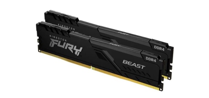 Cdiscount: Kit mémoire Kingston Fury Beast 32Go (2x16Go) - DDR4, 3200MHz, CL16 à 66,61€