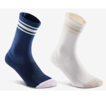 Decathlon: Lot de 2 paires de chaussettes hautes Deocell Tech Newfeel Urban Walk - Bleu / Ecru à 6€