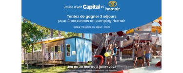 Capital: 3 séjours pour 4 personnes en camping Homair à gagner