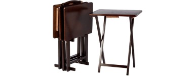 Amazon: Lot de 4 tables d'appoint en bois pliables Amazon Basics - Couleur expresso à 29,99€