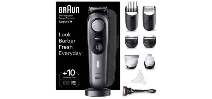 Amazon: Tondeuse à barbe professionnelle Braun Series 9 BT9420 à 74,99€