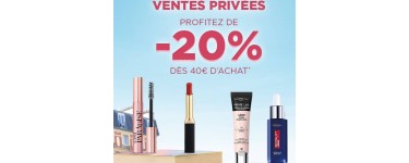 L'Oréal Paris: -20% dès 40€ d'achat pendant les ventes privées