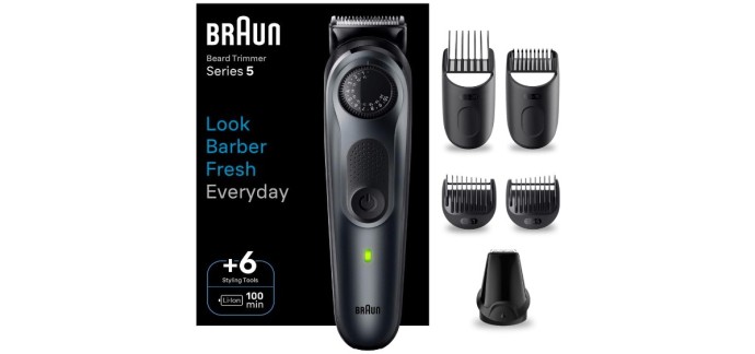 Amazon: Tondeuse Électrique à barbe pour homme Braun Series 5 BT5450 à 39,99€