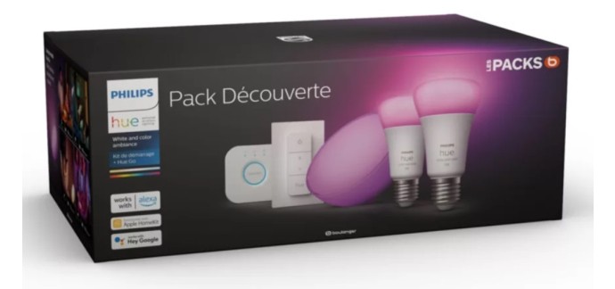 Boulanger: Pack Philips Hue Ampoules White & Color + Hue Go + Hue Bridge + Télécommande à 139,99€