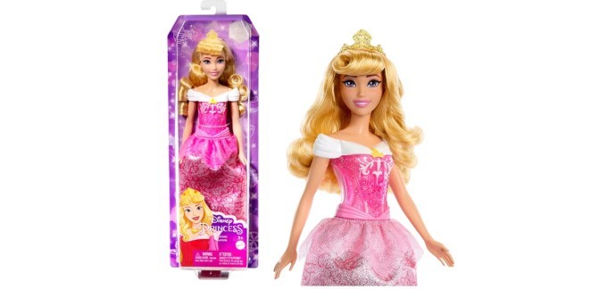 Amazon: Poupée articulée Disney Princesses Aurore avec tenue scintillante et accessoires à 10,99€