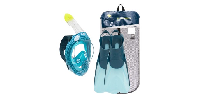Decathlon: Kit de snorkeling masque Subea Easybreath 540FT Freetalk + Palmes bleu Adulte à 28€