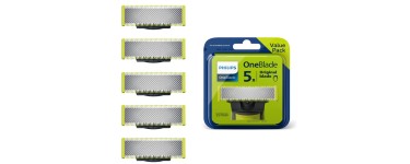 Amazon: 5 Lames de remplacement Philips OneBlade en acier inoxydable (modèle QP250/50) à 37,99€