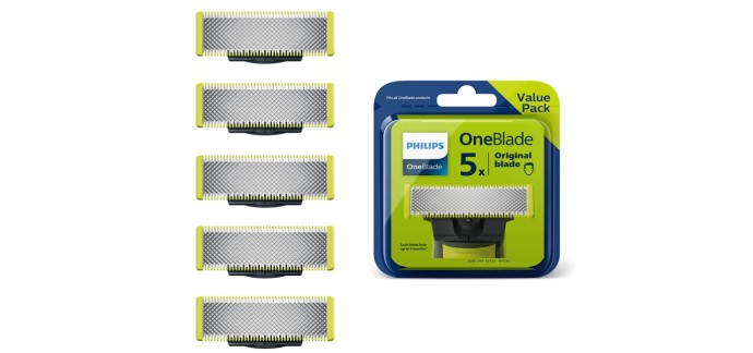 Amazon: 5 Lames de remplacement Philips OneBlade en acier inoxydable (modèle QP250/50) à 37,99€