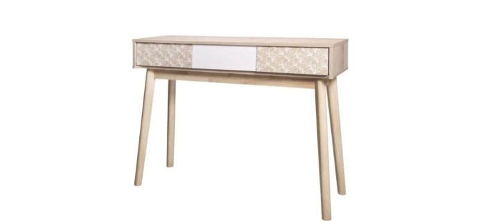 Cdiscount:  Console 3 tiroirs SOFIA - Bois avec motif, L 110 x P 35 x H 82 cm à 39,99€