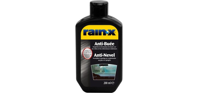 Amazon: Anti-buée Rain-X R26022 pour pare-brise de voiture, vitres de salle de bain - 200ml à 3,10€