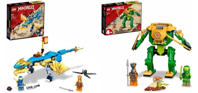 Amazon: LEGO Ninjago L’Évolution Dragon du Tonnerre De Jay - 71760 + Robot Ninja de Lloyd - 71757 à 16,99€