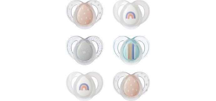 Amazon: Lot de 6 Sucettes Fun Tommee Tippee - Silicone sans BPA, 6-18 Mois à 5,65€