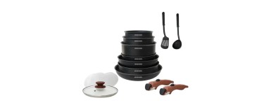 Cdiscount: Batterie de cuisine Arthur Martin AM1502 - 15 pièces, poignée amovible, tous feux à 69,99€