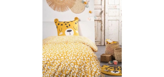 Cdiscount: Parure de lit enfant TODAY Funny - 140x200 cm, 100% Coton, Imprimé léopard à 12,99€