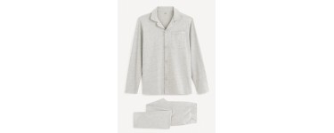 Celio*: Pyjama manches longues et pantalon 100% coton - gris chine à 12€