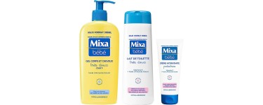 Amazon: Routine bain Mixa Bébé - Gel Corps et Cheveux  + Lait de Toilette + Crème Hydratante à 8,62€