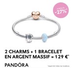Pandora: 2 charmes + 1 bracelet en argent pour 129€