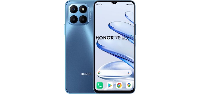 Amazon: Smartphone 6.5" Honor 70 Lite - 4Go + 128Go, Double SIM, Bleu Océan à 159€