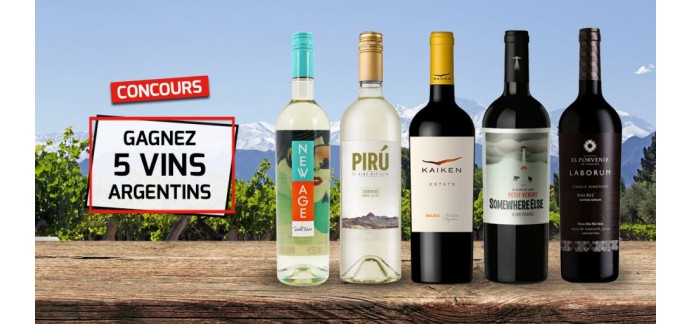 Relais du Vin & Co: 1 lot de 5 bouteilles de vin argentins à gagner
