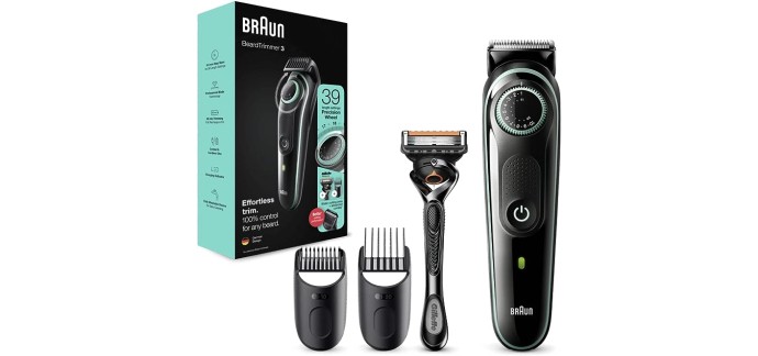 Amazon: Tondeuse Électrique à Barbe et Cheveux Pour Homme Braun Beard Trimmer 3 BT3341 à 32€