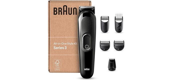 Amazon: Tondeuse Électrique pour homme Braun 6-En-1 Series 3 MGK3420 à 24,99€