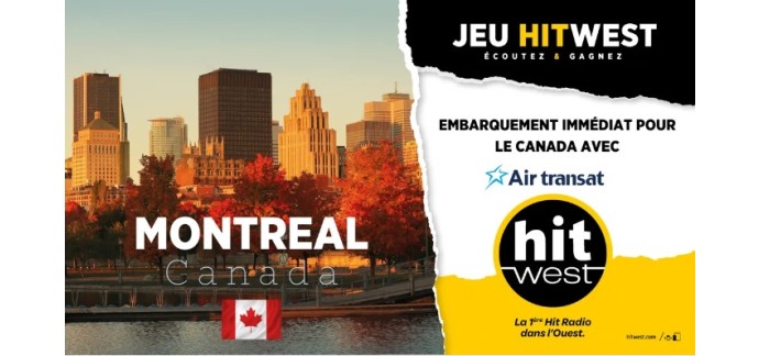 Hitwest: 1 lot de 2 billets d'avion A/R pour le Canada à gagner