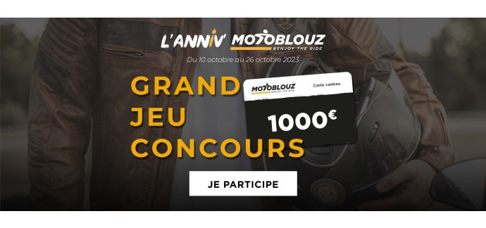 Motoblouz: 1 carte cadeau MotoBlouz de 1000€ à gagner