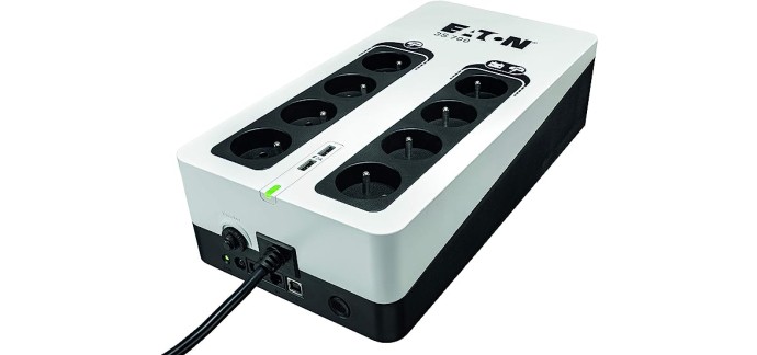 Amazon: Onduleur Parafoudre Eaton 3S 700 FR - 8 prises FR, Silencieux, 2 ports de charge USB Type-A à 89,29€