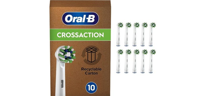 Amazon: Lot de 10 brossettes de rechange Oral-B CrossAction Clean Maximiser à 21,99€