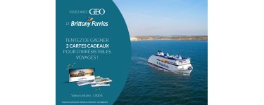 GEO: 2 cartes cadeaux Irrésistibles Voyages Britanny ferries à gagner