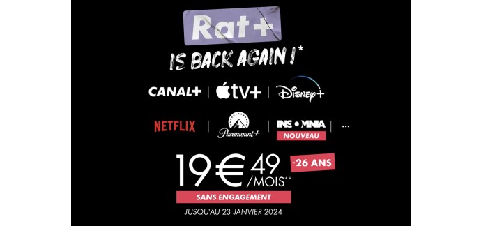 Canal +: [- 26 ans] Abonnement CANAL+, Disney+, Netflix, OCS, Paramount+ et Apple TV+ à 19,49€/mois