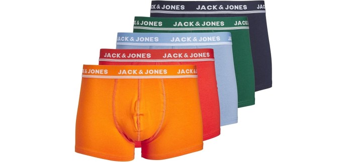 Amazon: Lot de 5 boxers homme Jack & Jones à 23,49€
