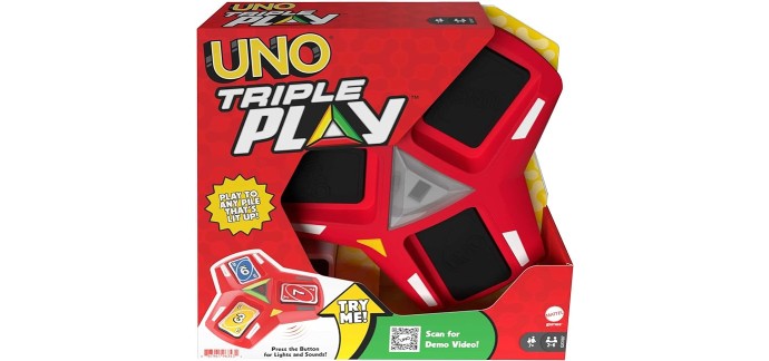 Amazon: Jeu de société Mattel - UNO Triple Play à 29,99€