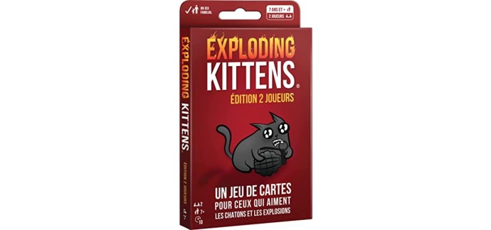Amazon: Jeu de société Exploding Kittens - Edition 2 joueurs à 9,95€ 