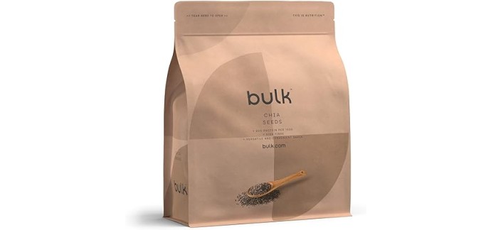 Amazon: Graines de Chia Bulk Powders - 500g à 4,49€