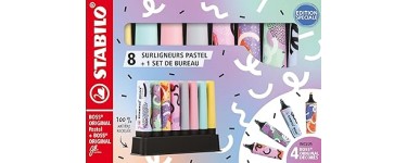 Amazon: 8 surligneurs Pastel Stabilo Boss + 1 set de bureau à 7,90€