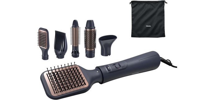 Amazon: Brosse soufflante avec 5 accessoires de coiffure Philips Série 5000 BHA530/00 à 48,99€