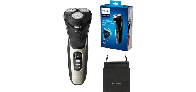 Amazon: Rasoir Électrique Rotative Humide et Sec Philips Shaver Series 3000 S3230/52 à 54,99€