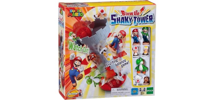 Amazon: Jeu de société Super Mario Blow Up! Shaky Tower à 10,12€