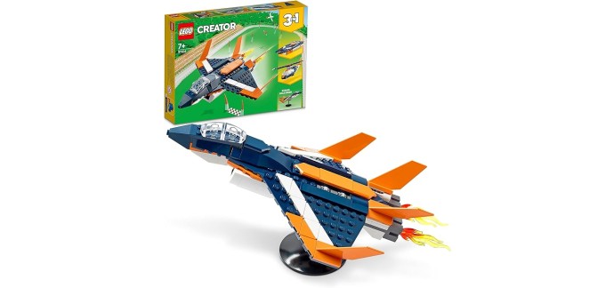 Amazon: LEGO Creator 3 en 1 L’Avion Supersonique - 31126 à 13,99€