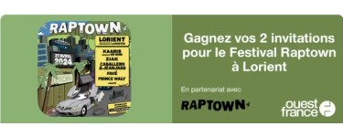 Ouest France: 10 lots de 2 invitations pour le festival "Raptown" à gagner