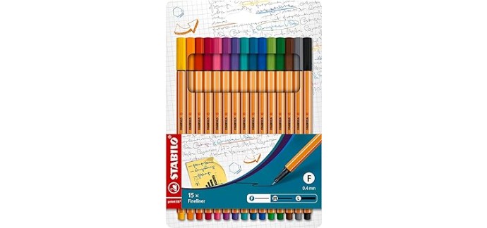 Amazon: Pochette 15 stylos feutres Stabilo Point 88 - Coloris assortis à 12,49€