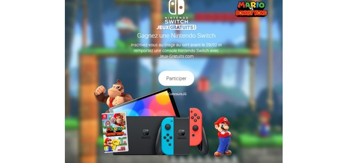Jeux-Gratuits.com: 1 console de jeux Nintendo Switch avec le jeu vidéo "Mario vs. Donkey Kong" à gagner