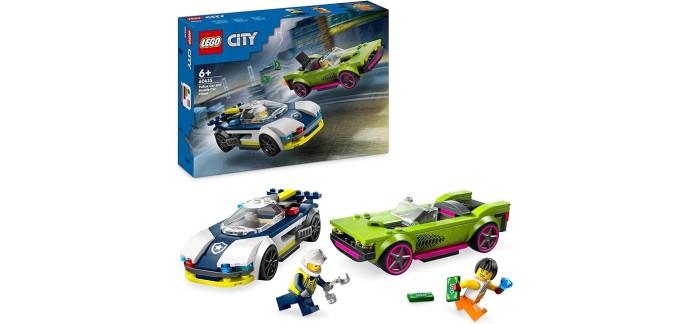 Amazon: Lego City La Course-Poursuite Entre la Voiture de Police et la Super Voiture - 60415 à 14,99€