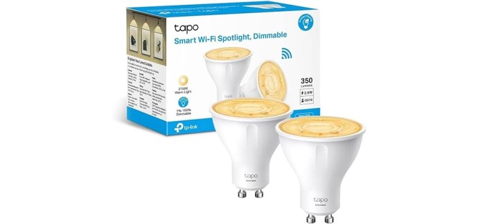 Amazon: Ampoule LED GU10 connectée WiFi Tapo L610 (Lot de 2) à 13,90€