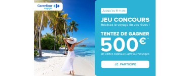 Carrefour Voyages: 3 lots de 2 e-cartes cadeaux Carrefour Voyages à gagner