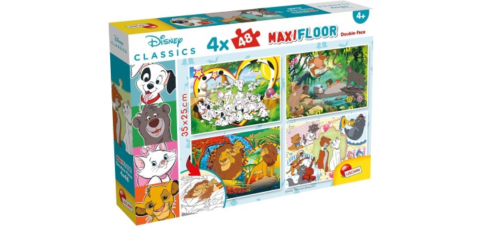 Amazon: Puzzle pour enfants Lisciani 2 en 1 Double Face - Disney Classiques, 4 x 48 pièces à 9,99€