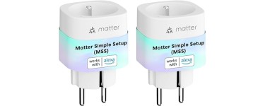 Amazon: 2 Prises WiFi Meross avec Matter Simple Setup (MSS) à 27,99€