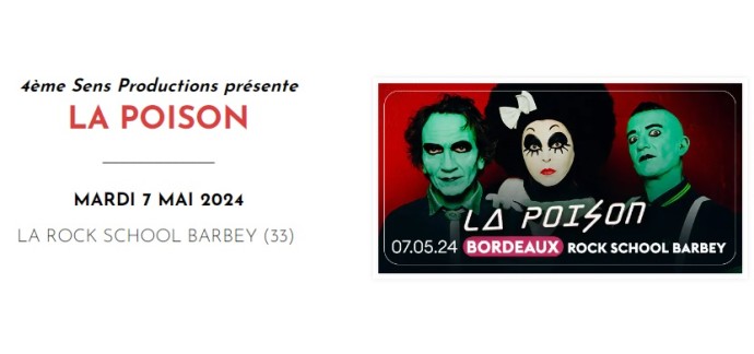 La Grosse Radio: 2 lots de 2 invitations pour le concert de La Poison à gagner