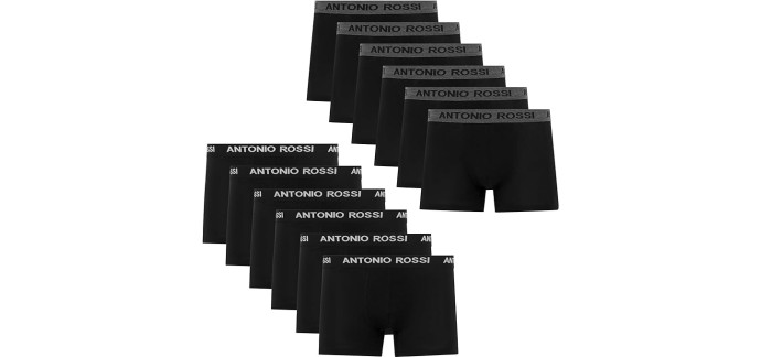 Amazon: Lot de 12 Boxers ajustés pour Hommes Antonio Rossi à 23,16€